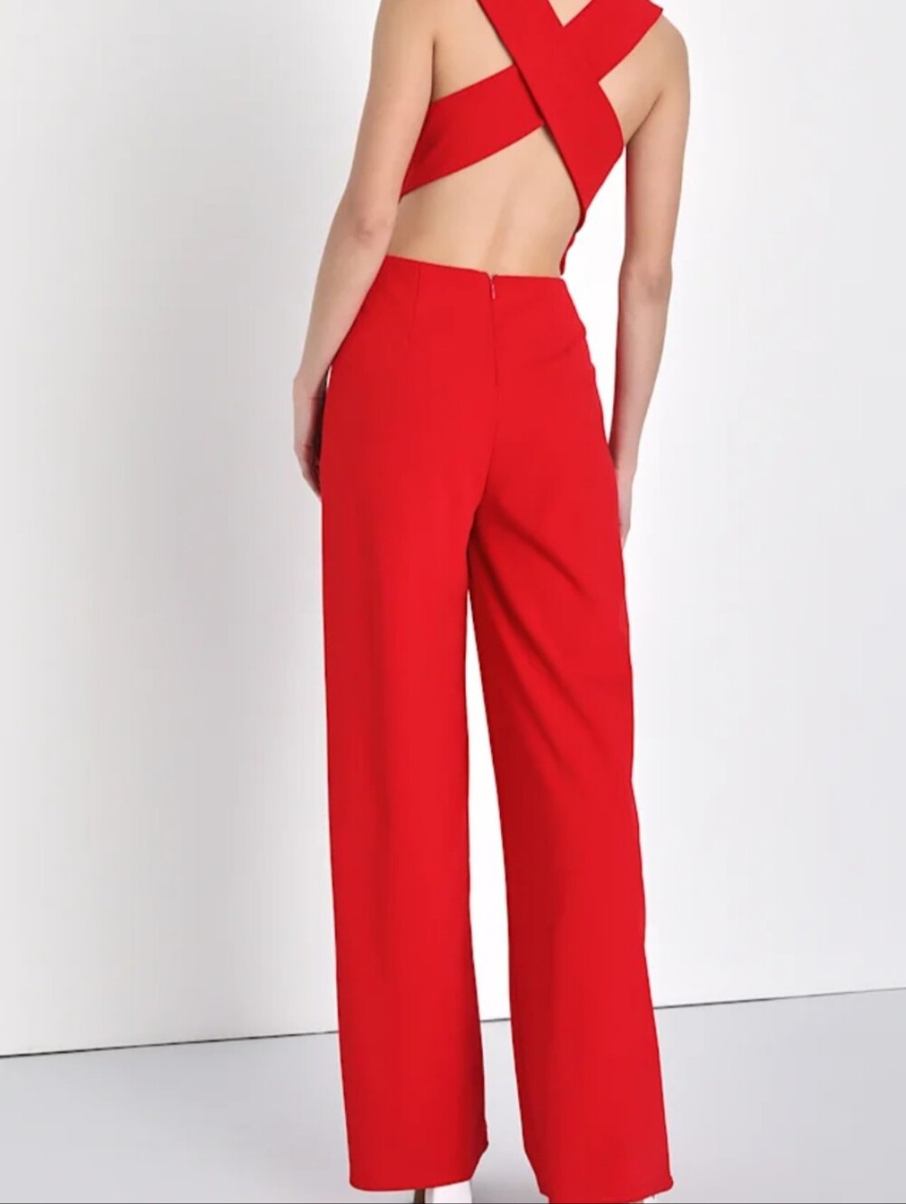 NWT Lulus Certainly Alluring Red Backless Wide-Leg Jumpsuit XL